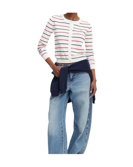 Tommy Hilfiger White Long-Sleeve Knit Cardigan