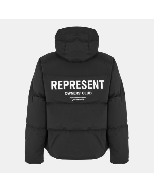 Represent Black Solid Color Down Jacket for men