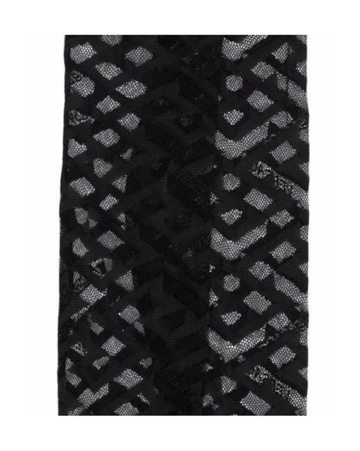Versace Black Greca-Pattern Semi-Sheer Socks