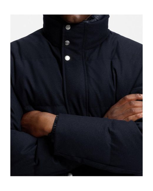 Boss Blue Flannel Jacket With Down Filling for men
