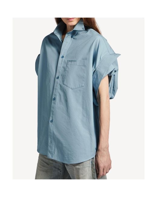 Balenciaga Blue Tucked Sleeve Shirt