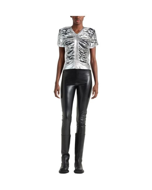 DIESEL Gray Solid-Color Metallic Luster T-Shirt