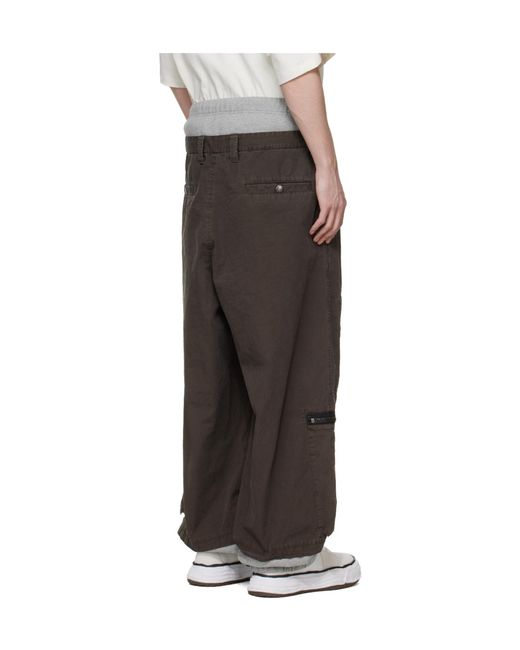 Maison Mihara Yasuhiro Brown Drawstring Cargo Casual Pants for men