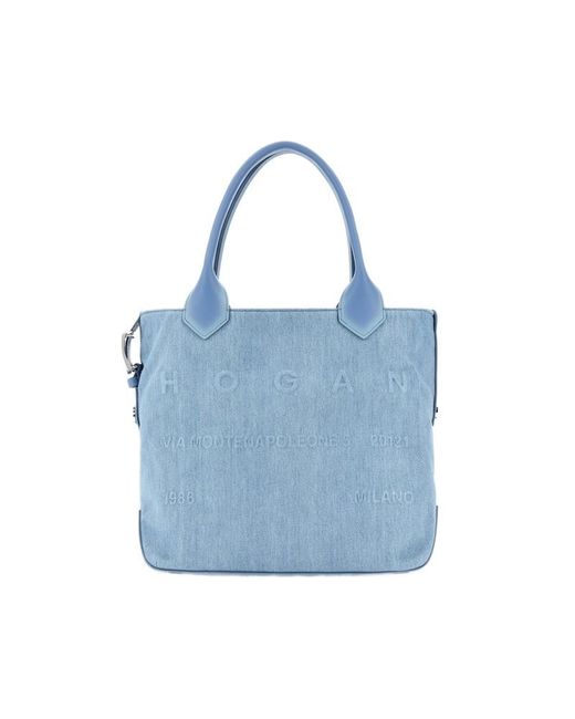 Hogan Blue Medium Script Shopping Bag