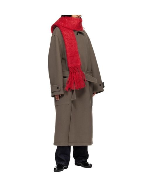 Jil Sander Red Wool Blend Scarf