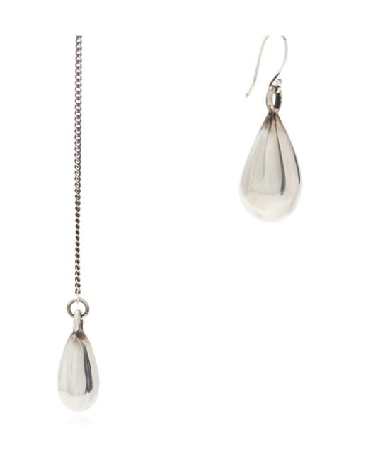 Ann Demeulemeester White Judith Teardrop Mismatched Earrings