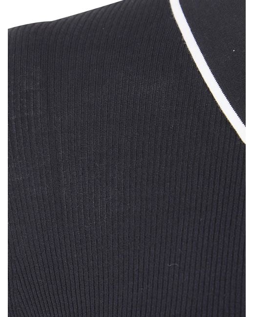 Aspesi Blue Ribbed-Trim Polo Top