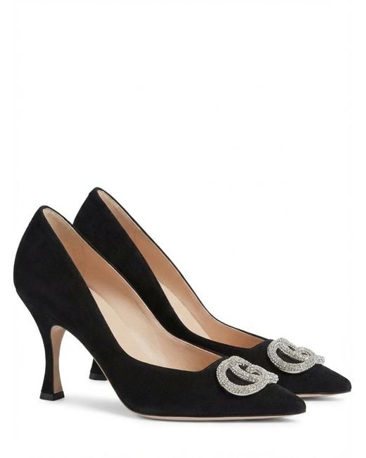 Gucci Black Crystal Interlocking-G Pumps