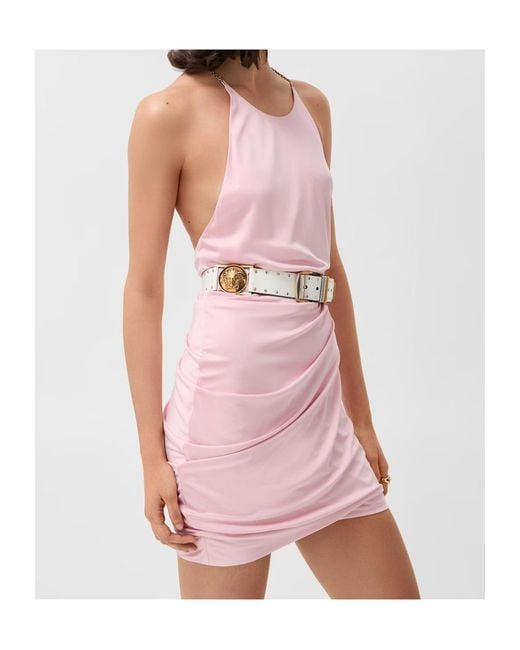 Versace Pink Viscose-Jersey Draped Mini Dress