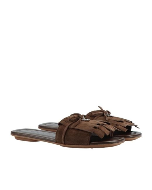 Hogan Brown Fringed Sandals
