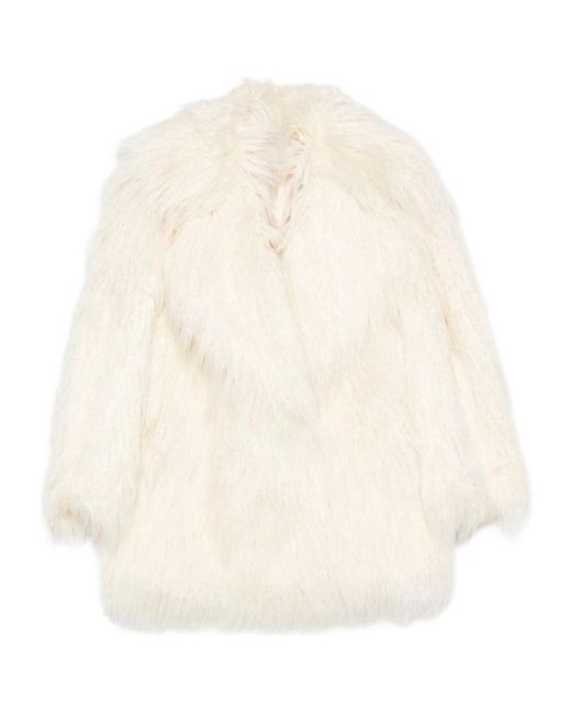 Frankie Shop White Liza Short Faux Fur Coat