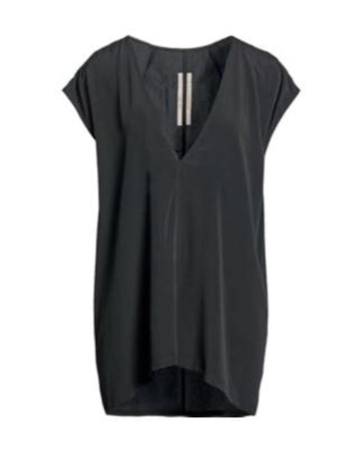Rick Owens Black V-Neck Drop-Shoulder Top