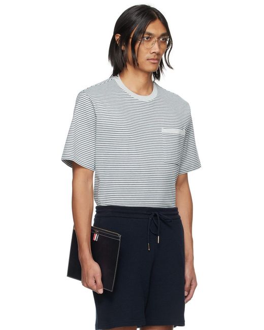 Thom Browne Gray Striped Crewneck T-Shirt for men