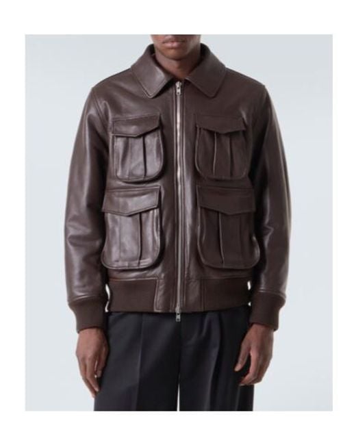 Simone Rocha Brown Leather Jacket for men