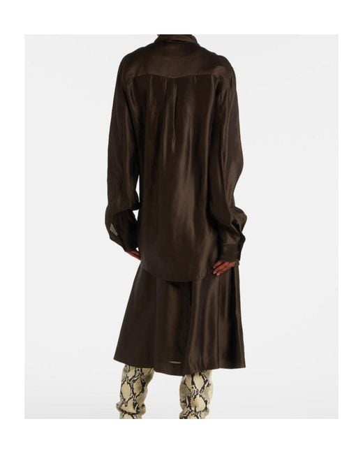 Khaite Brown Auryn Oversized Satin Shirt