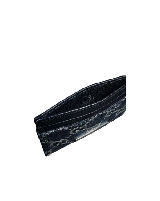 Gucci Blue Card Case With Plaque