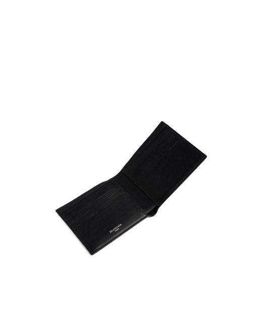 Balenciaga Black Printed Logo Bifold Wallet for men