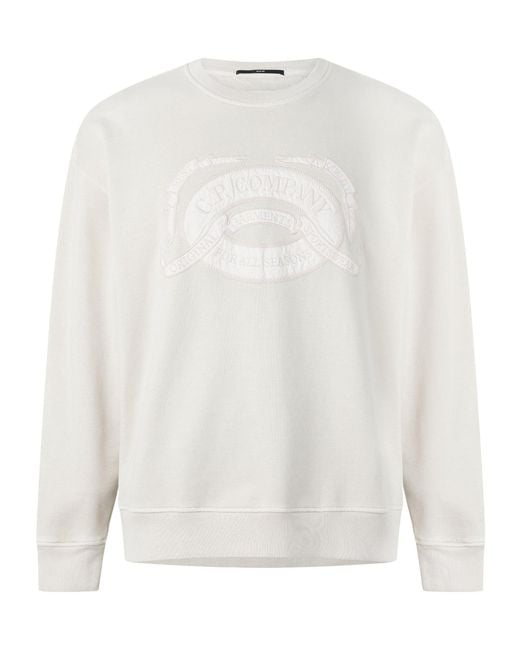 C P Company White Long-Sleeve Sweat Top for men