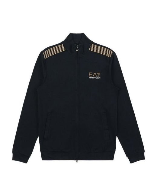 EA7 Blue Right-Collar Casual Jacket for men