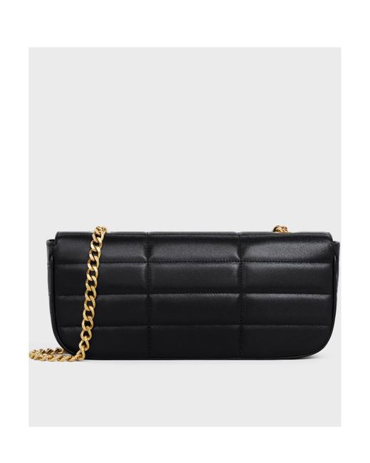 Céline Black Long Chain Shoulder Bag Matelasse Monochrome