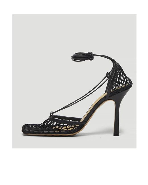 Bottega Veneta Black Stretch Leather-Trimmed Mesh Pumps