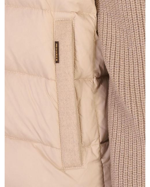 Moorer Natural Mougi Hooded Knit-Sleeve Down Jacket for men