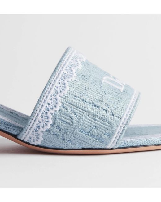 Dior White Dentelle Heeled Slide