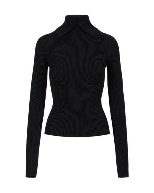 Iceberg Black Collared Ribbed Top