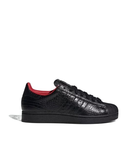 Adidas Originals Black Superstar Ii Crocodile-Effect Sneakers for men
