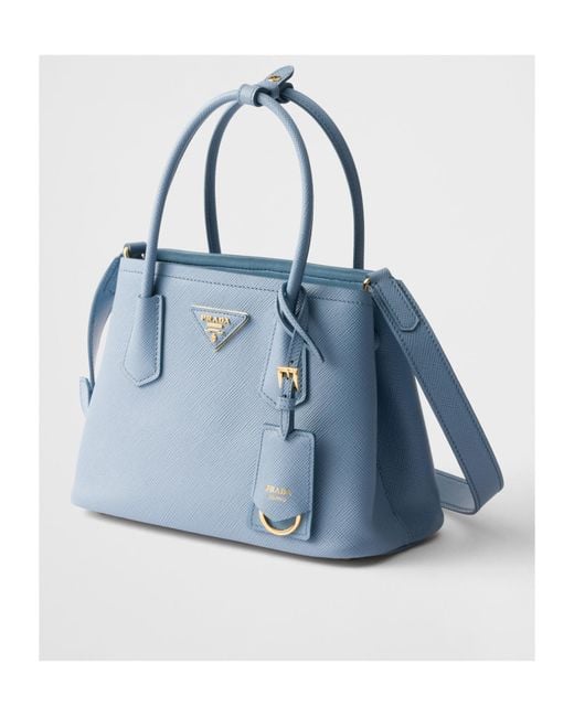 Prada Blue Double Small Saffiano Leather Bag