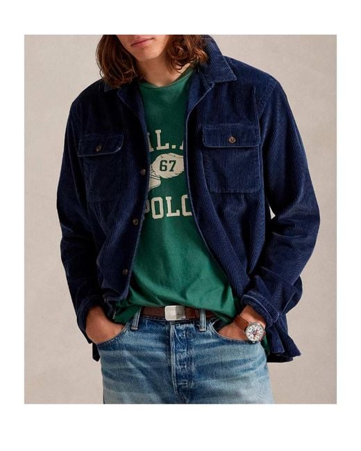 Polo Ralph Lauren Blue Patch-Pockets Long Sleeve Shirt for men