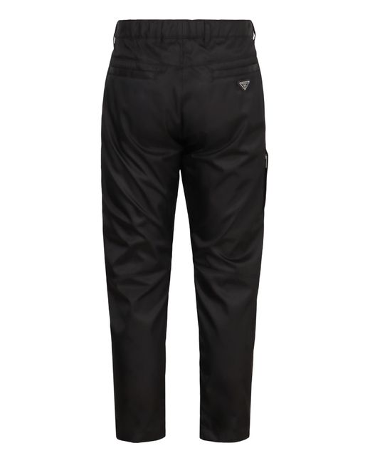 Prada Black Logo Plaque Tapered Pants for men