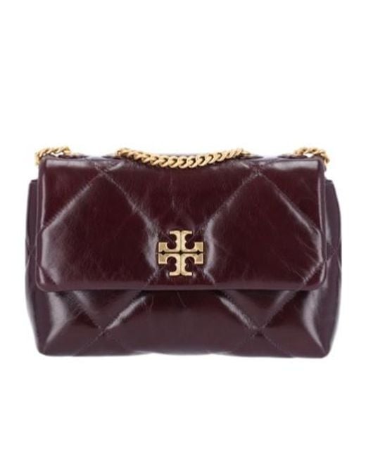 Tory Burch Purple Small Kira Diamond Quilt Distressed Shoulder Bag