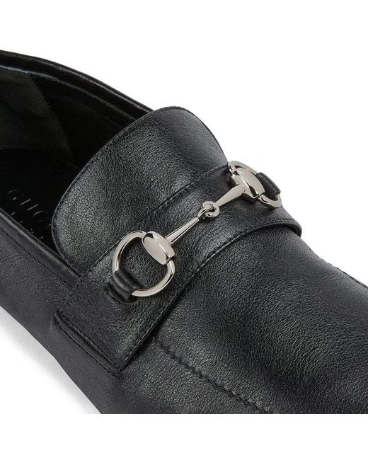 Gucci Black Horsebit Detailed Loafers for men
