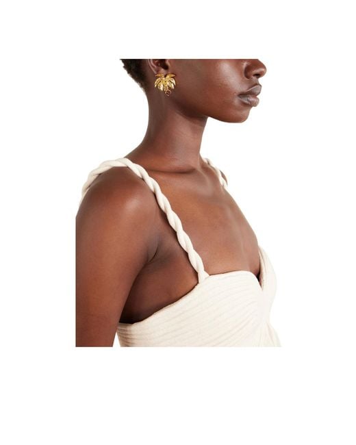 Oscar de la Renta Metallic Palm Tree Crystal-Embellished-Tone Clip Earrings