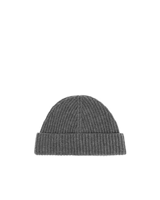 Jil Sander Gray Ribbed Beanie Hat for men