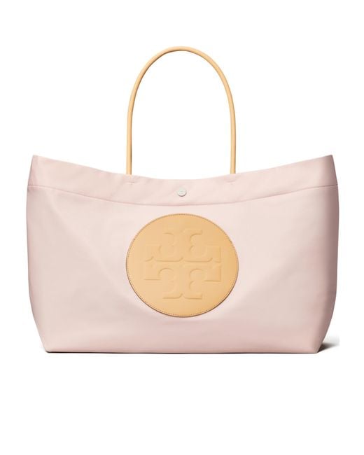 Tory Burch Pink Ella Twist Logo Top Handle Bag