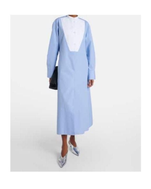 Jil Sander Blue Pinstripe Cotton Shirt Dress