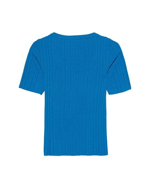 Off-White c/o Virgil Abloh Blue Logo-Print Knit Top