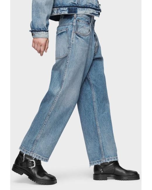 Maison Margiela Blue Straight-Leg Cropped Jeans for men