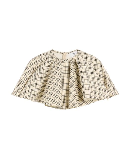 AMI Natural Ruffled Cropped Top
