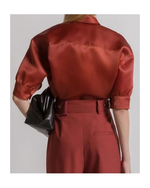 Alberta Ferretti Red Boxy Short-Sleeved Shirt