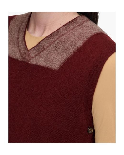 Maison Margiela Red V-Neck Sleeveless Jumper
