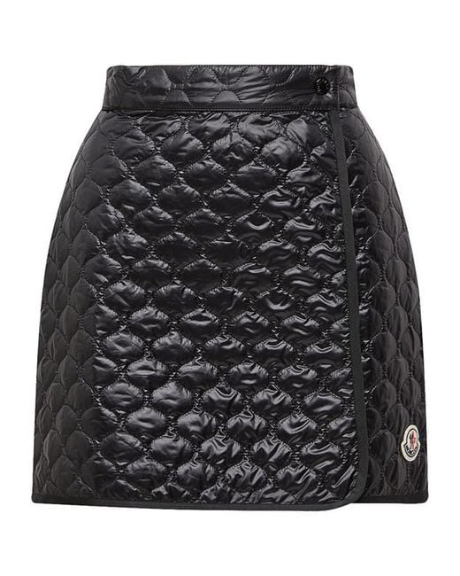 Moncler Black Logo Patch Quilted Skirt