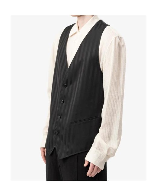 Ann Demeulemeester Black Juikko Striped Satin Waistcoat for men