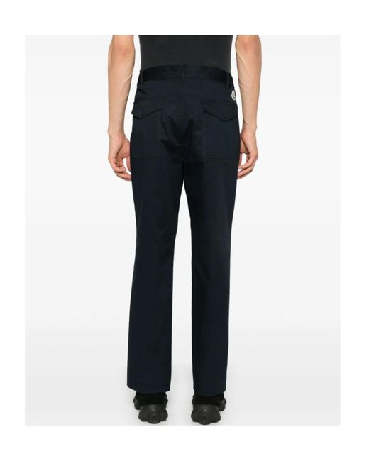 Moncler Blue Logo Patch Slim Fit Trousers for men