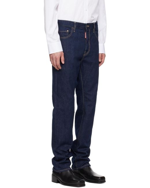 DSquared² Blue Logo Patch Straight Leg Jeans for men