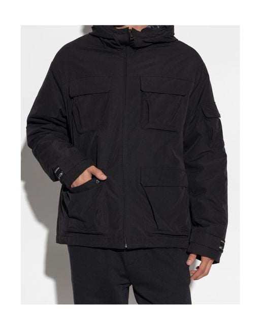 Versace Jeans Black Couture Logo Patch Hooded Insulated Jacket for men