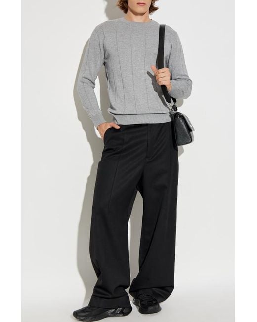 Eleventy Gray Ribbed Crew Neck Sweater for men