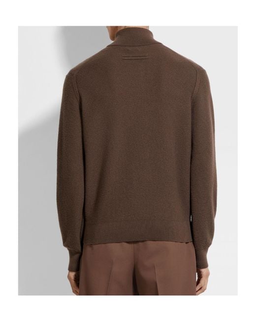 Zegna Brown Long Sleeve Front Zipped Jumper for men